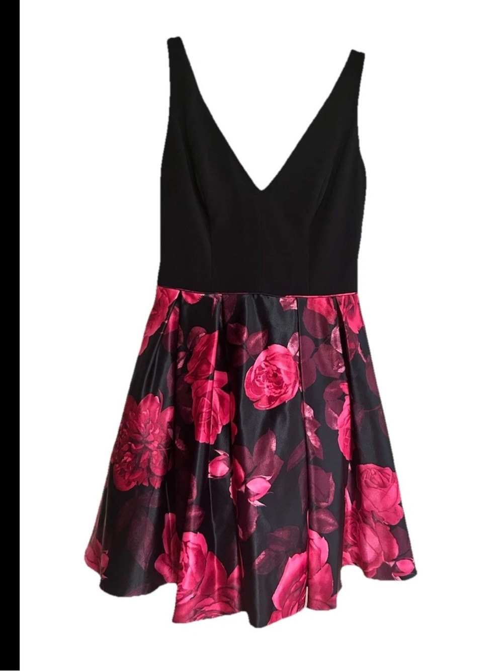 Betsy & Adam Dress Size 8 Black Floral Party Wedding Guest Formal Sleeveless NWT